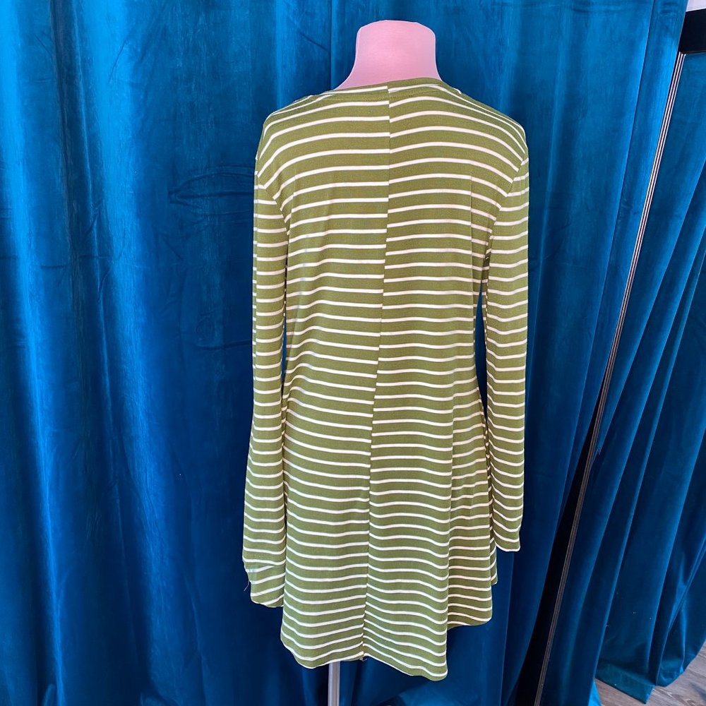 NWT Umgee Striped Long Sleeve Dress Green/White - Picture 7 of 7